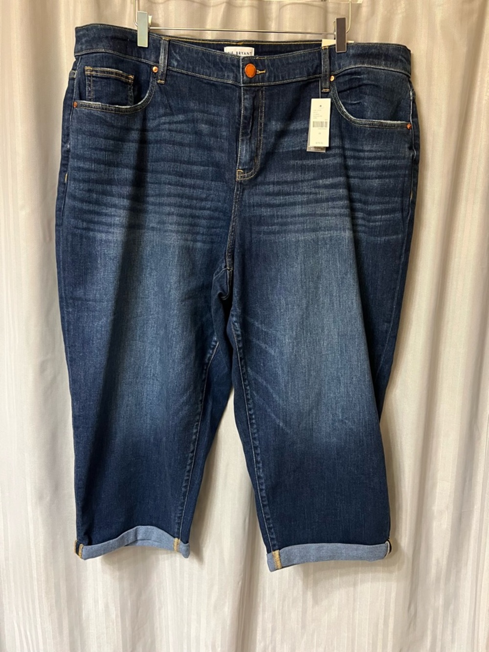 Lane Bryant mid rise Dark Blue Boyfriend Capri Denim Cropped Jeans size 22
